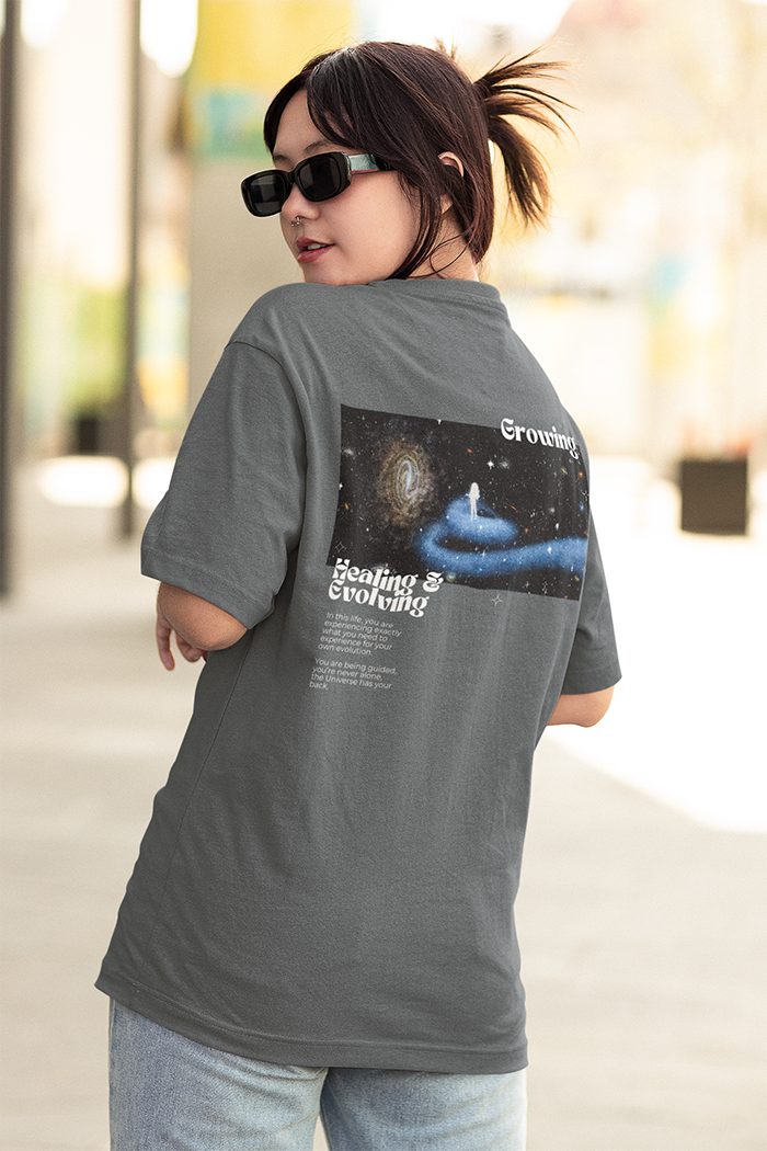encouraging tees, tees with messages, universe tees, tees with artwork, tshirt with universal messages, celestial tshirt, celestial tee, unisex tees, oversized tee, tshirt, true to size tee, the whole universe tee